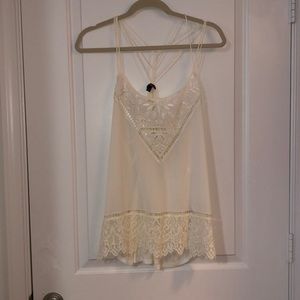 White beaded tank top with cute straps